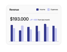 Revenue chart in blue theme